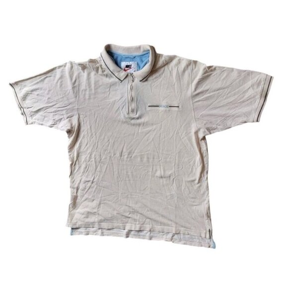 Vintage Nike 1/4 Zip Polo Shirt 90s Size Large Carolina Blue Accent Stripe Logo - Picture 1 of 9